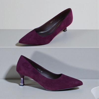 Туфли женские лодочки искусственная замша бордовые 12157