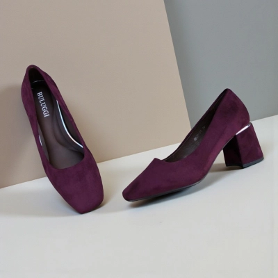 Туфли женские лодочки искусственная замша бордовые 12171