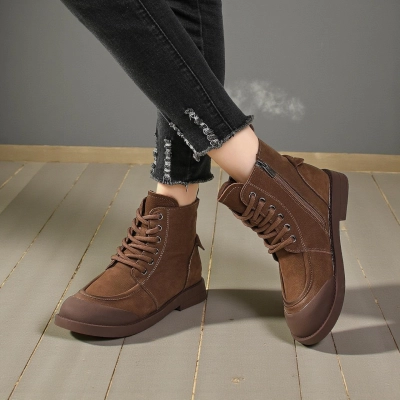 Ботинки женские зимние натуральная кожа коричневые YM052-2 Ботинки женские зимние натуральная кожа коричневые YM052-2