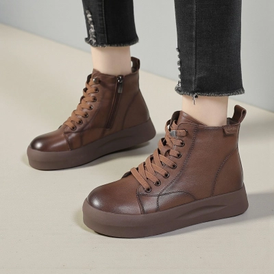 Ботинки женские зимние натуральная кожа коричневые YM125-4 Ботинки женские зимние натуральная кожа коричневые YM125-4