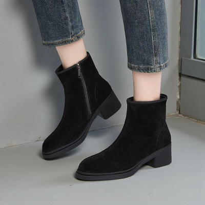 Ботинки женские зимние натуральная замша черные YM036-1