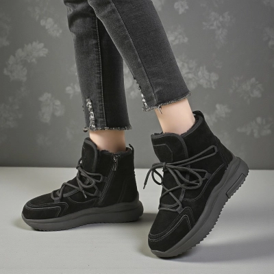 Ботинки женские зимние натуральная замша черные YM187-1