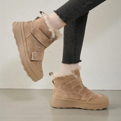 Ботинки женские зимние натуральная замша бежевые YM070-3