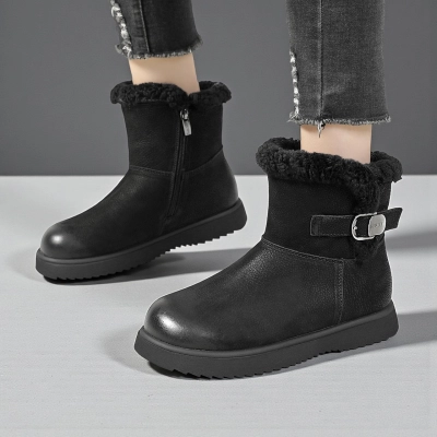 Ботинки женские зимние натуральная кожа черные YM075-1 Ботинки женские зимние натуральная кожа черные YM075-1