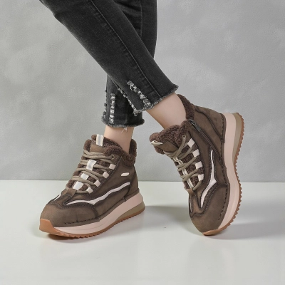 Кроссовки женские зимние натуральная кожа шоколадные YM072-4