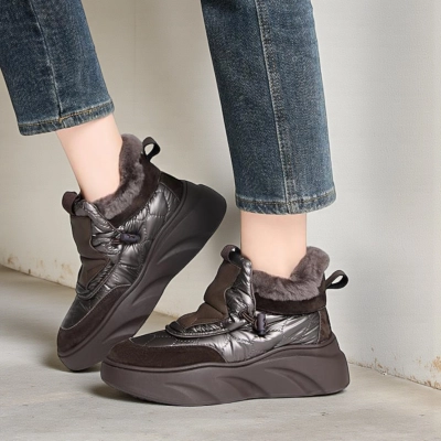 Ботинки женские зимние натуральная кожа текстиль коричневые YM011-3 Ботинки женские зимние натуральная кожа текстиль коричневые YM011-3