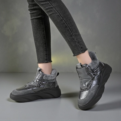 Ботинки женские зимние натуральная кожа текстиль серые YM011-4 Ботинки женские зимние натуральная кожа текстиль серые YM011-4