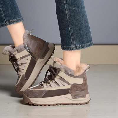 Кроссовки женские зимние натуральная кожа коричневые YM002-1