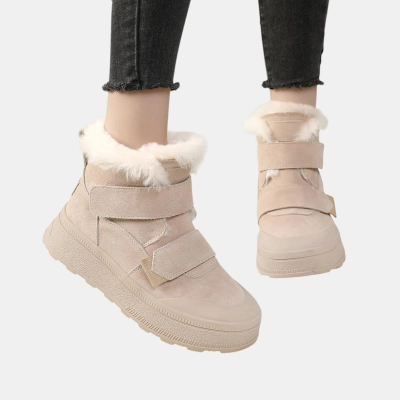 Ботинки женские зимние натуральная замша бежевые YM070-4