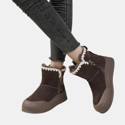 Ботинки женские зимние натуральная замша шоколадные YM058-2 Ботинки женские зимние натуральная замша шоколадные YM058-2