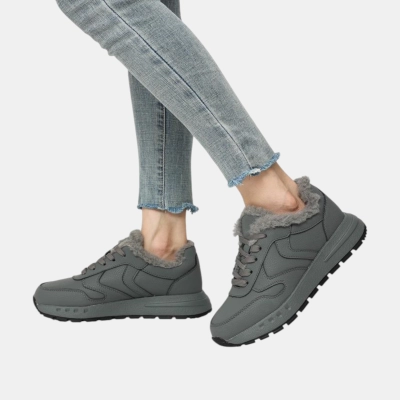 Кроссовки женские зимние натуральная кожа серые Y187-4