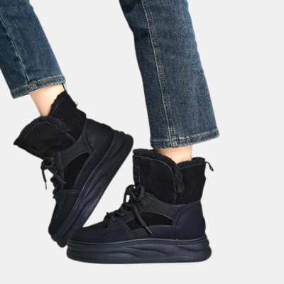 Ботинки женские зимние натуральная кожа и замша черные YM003-3 Ботинки женские зимние натуральная кожа и замша черные YM003-3