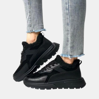 Кроссовки женские зимние натуральная кожа с замшей черные B469-1 Кроссовки женские зимние натуральная кожа с замшей черные B469-1