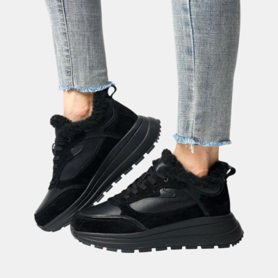 Кроссовки женские зимние натуральная кожа с замшей черные B467-3 Кроссовки женские зимние натуральная кожа с замшей черные B467-3