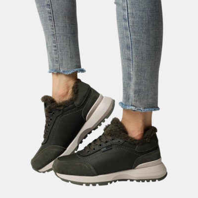 Кроссовки женские зимние натуральная кожа с замшей зеленые Y190-4