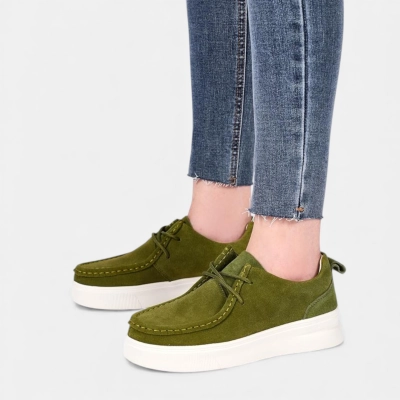 Полуботинки женские натуральная замша зеленые Y251-6 Полуботинки женские натуральная замша зеленые Y251-6