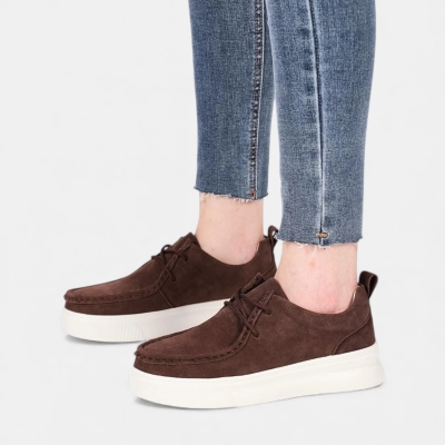 Полуботинки женские натуральная замша шоколадные Y251-4 Полуботинки женские натуральная замша шоколадные Y251-4