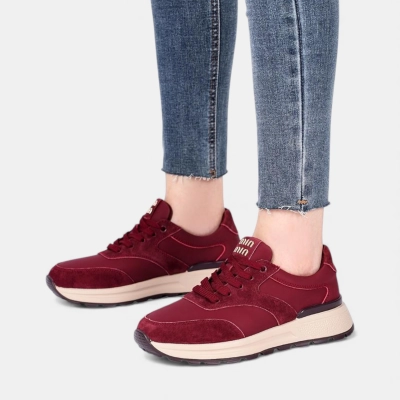 Кроссовки женские натуральная кожа с замша бордовые Y242-6 Кроссовки женские натуральная кожа с замша бордовые Y242-6