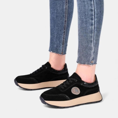 Кроссовки женские натуральная замша черные Y252-3 Кроссовки женские натуральная замша черные Y252-3