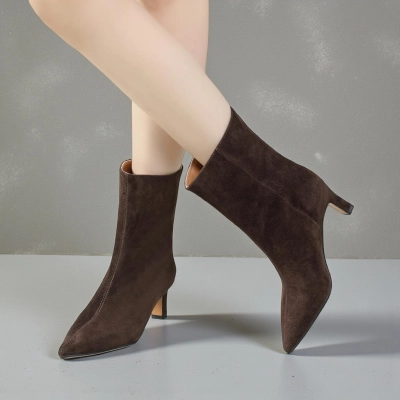 Полусапоги женские демисезонные MadiaMara натуральная замша коричневые GD164-4