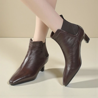 Ботильоны женские демисезонные MadiaMara натуральная кожа шоколадные YR034-3