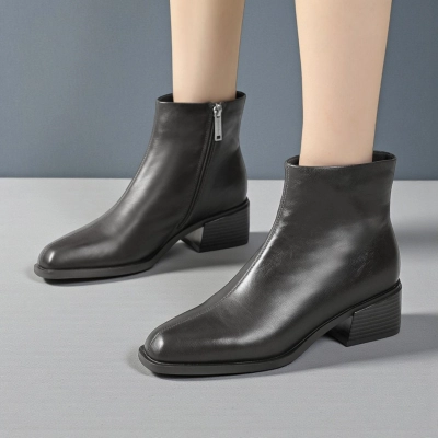 Ботинки женские демисезонные MadiaMara натуральная кожа черные YR036-2