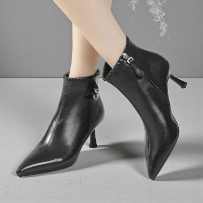 Ботильоны женские демисезонные MadiaMara натуральная кожа черные YR039-1