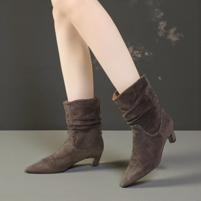 Полусапоги женские демисезонные MadiaMara натуральная замша коричневые GD162-1