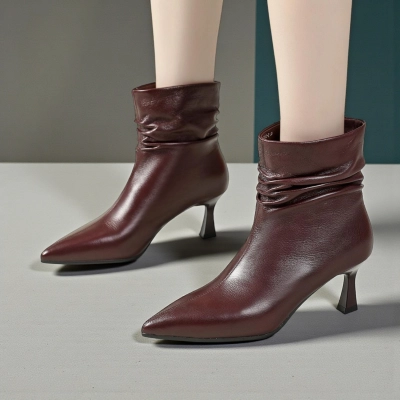 Полусапоги женские демисезонные MadiaMara натуральная кожа шоколадные YR040-2