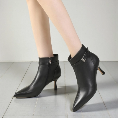 Ботильоны женские демисезонные MadiaMara натуральная кожа черные GD169-2