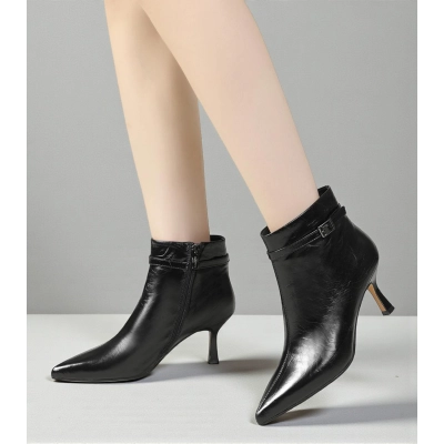 Ботильоны женские демисезонные MadiaMara натуральная кожа черные GD167-3