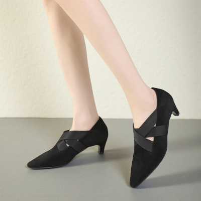 Ботильоны женские демисезонные MadiaMara натуральная замша черные GD168-1