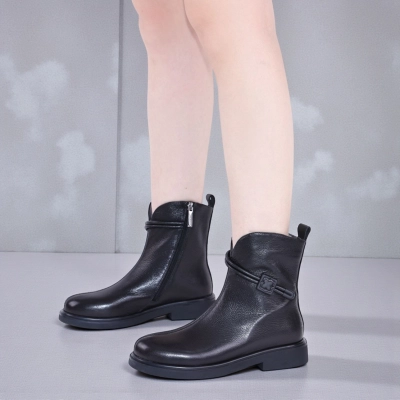 Полусапоги женские демисезонные MadiaMara натуральная кожа черные K399-1