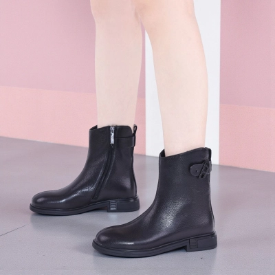 Полусапоги женские демисезонные MadiaMara натуральная кожа черные K436-1