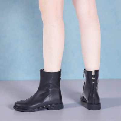 Полусапоги женские демисезонные MadiaMara натуральная кожа черные K410-1