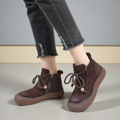 Ботинки женские демисезонные Paolo Moro натуральная кожа шоколадные YR222-1