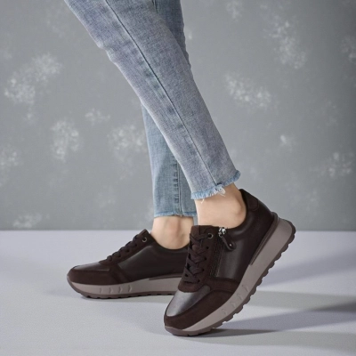 Кроссовки женские натуральная кожа с замшей шоколадные Y246-4