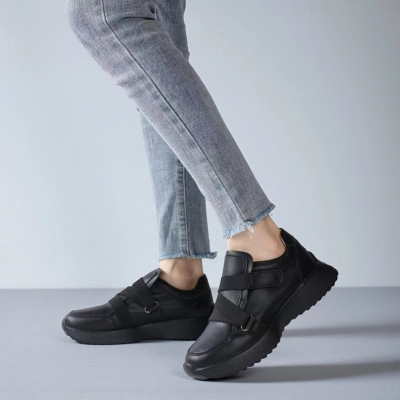 Кроссовки женские натуральная кожа черные Y263-3