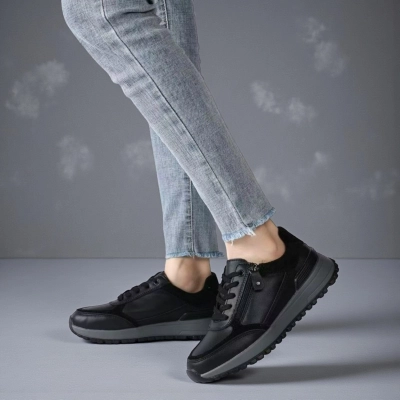 Кроссовки женские натуральная кожа черные Y291-3