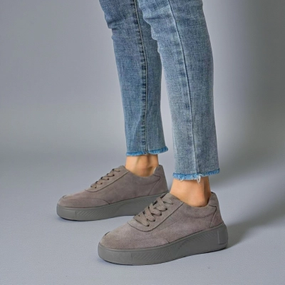 Кроссовки женские натуральная замша серые B604-12