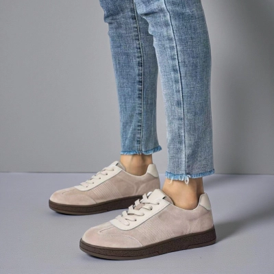 Кроссовки женские натуральная замша бежевые B592-9