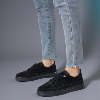 Кроссовки женские натуральная замша черные B590-3