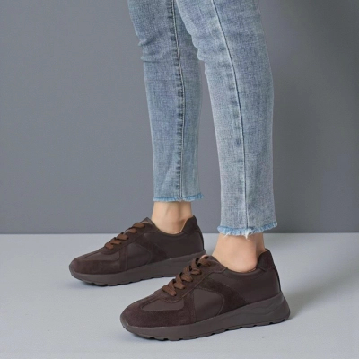 Кроссовки женские натуральная замша с кожей шоколадные B601-15