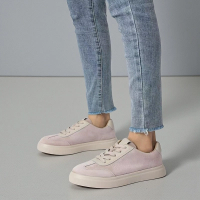 Кроссовки женские натуральная замша пудровые B587-9