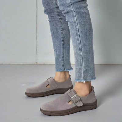 Полуботинки женские натуральная замша серые B596-12