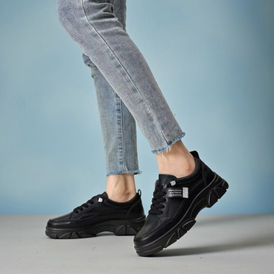 Кроссовки женские натуральная кожа черные B250-5