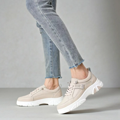 Кроссовки женские натуральная кожа бежевые B250-2