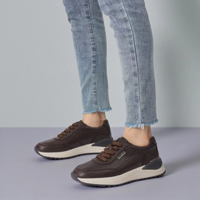 Кроссовки женские натуральная кожа шоколадные B584-15