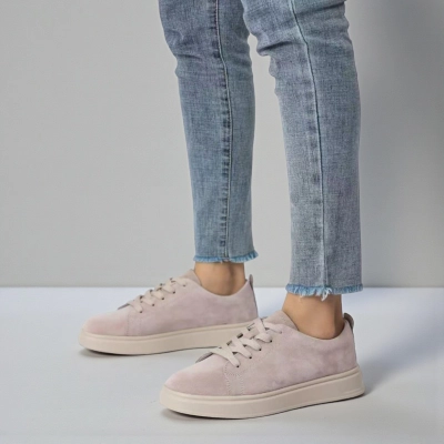 Кроссовки женские натуральная замша пудровые B591-9