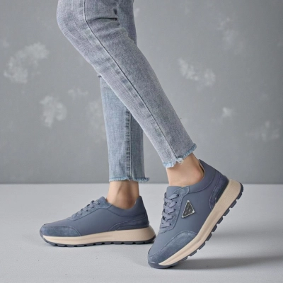 Кроссовки женские натуральная замша с кожей синие Y244-6